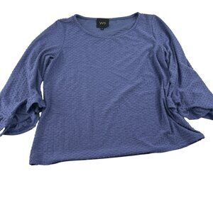 W5 Blue Textured Long Sleeve Top Size‎ Small Swedish Dots Anthropologie